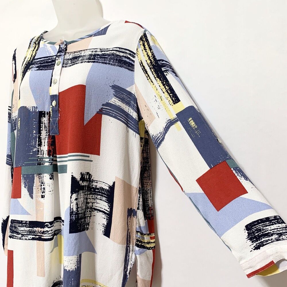John Mark Abstract Print Button Front Long Sleeve… - image 7